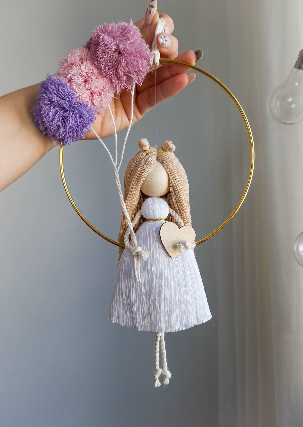 Handmade Macramé Doll – Guardian Angel | Baby Girl Room Décor | Newborn, Baptism & Baby Shower Gift