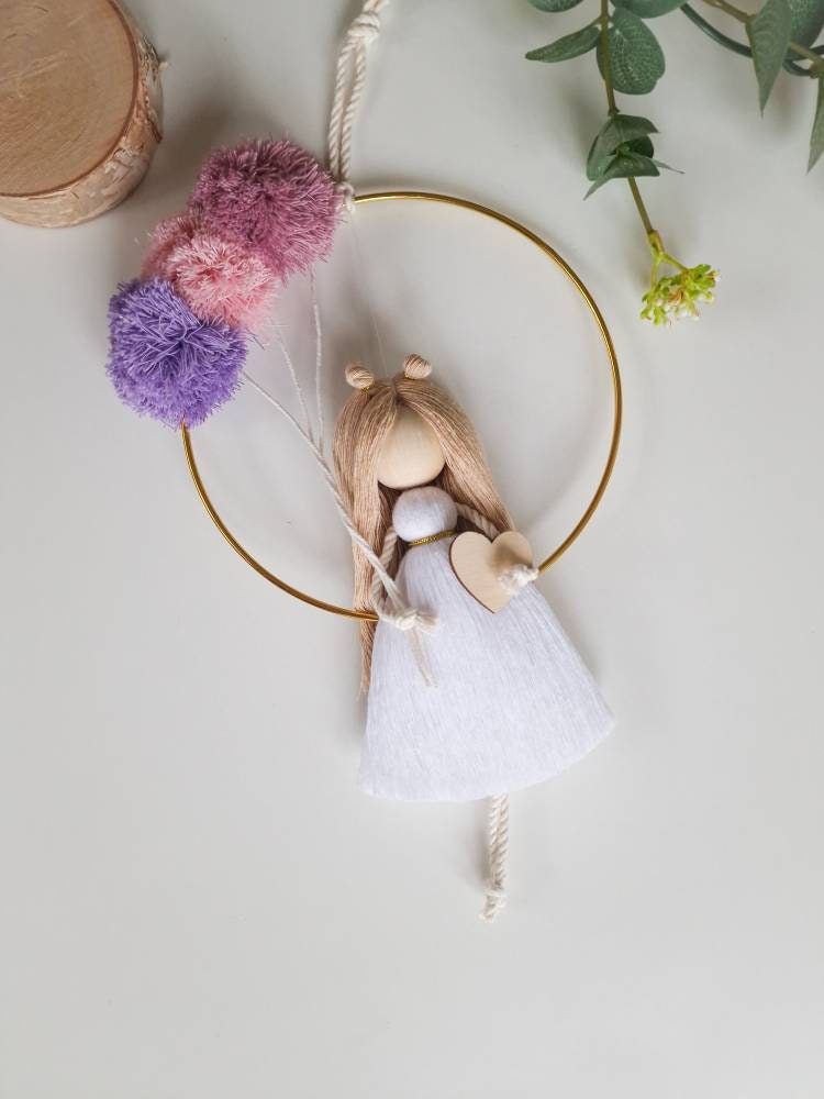 Handmade Macramé Doll – Guardian Angel | Baby Girl Room Décor | Newborn, Baptism & Baby Shower Gift