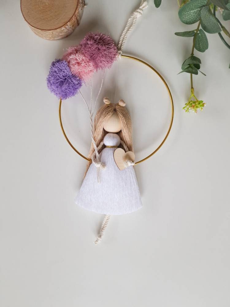 Handmade Macramé Doll – Guardian Angel | Baby Girl Room Décor | Newborn, Baptism & Baby Shower Gift