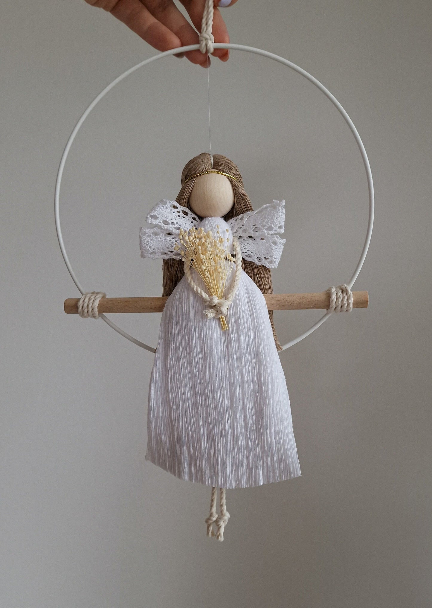 Handmade Macramé Angel Doll – Guardian Angel Décor | Ideal for Christmas, Baptism & Holy Communion Gifts