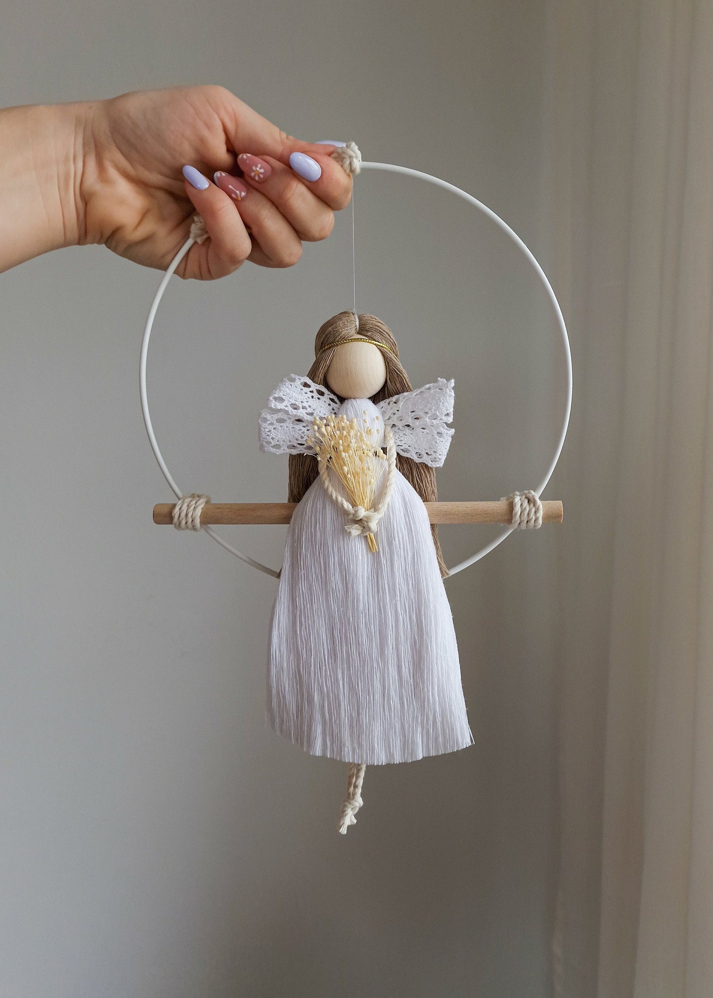 Handmade Macramé Angel Doll – Guardian Angel Décor | Ideal for Christmas, Baptism & Holy Communion Gifts