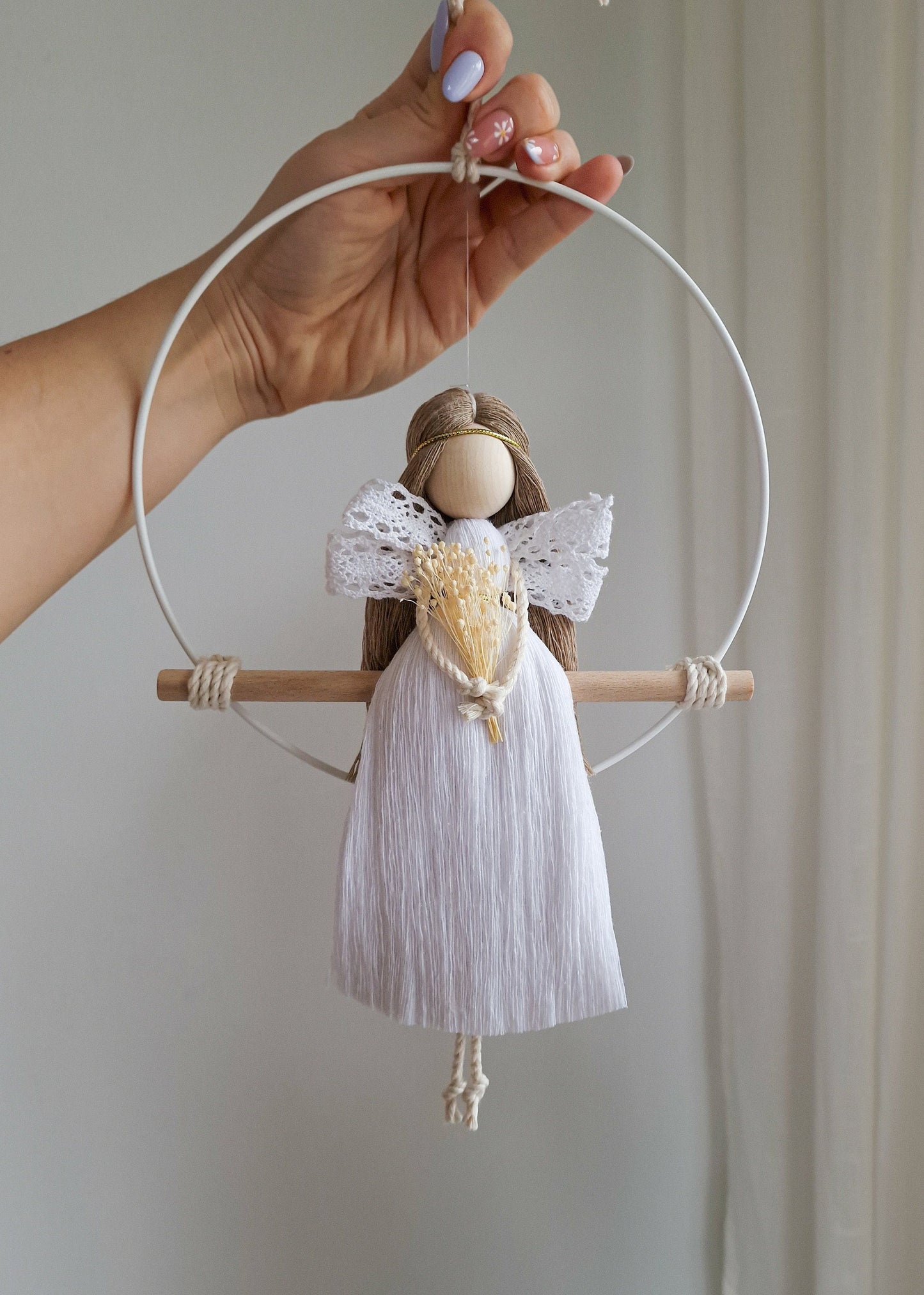 Handmade Macramé Angel Doll – Guardian Angel Décor | Ideal for Christmas, Baptism & Holy Communion Gifts